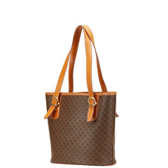 セリーヌ マカダム トートバッグ ハンドバッグ ブラウン PVC レザー レディース CELINE 【中古】