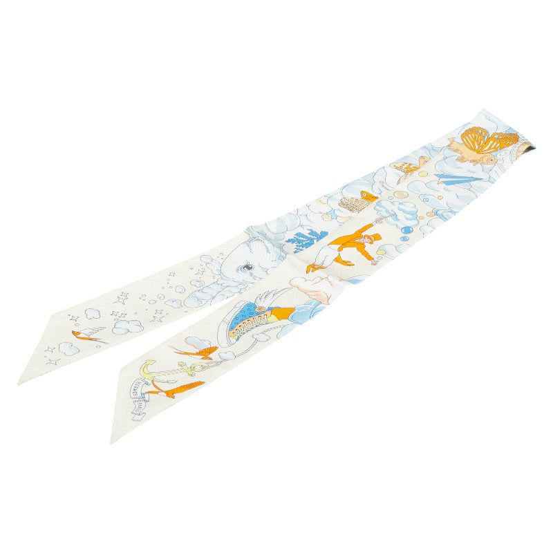 エルメス ツイリー Sur Mon Nuage 私の雲  スカーフ ベージュ マルチカラー シルク レディース HERMES 【中古】