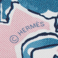 エルメス ツイリー CHEVAUX EN LIBERTE 自由の馬 スカーフ ピンク ブルー シルク レディース HERMES 【中古】
