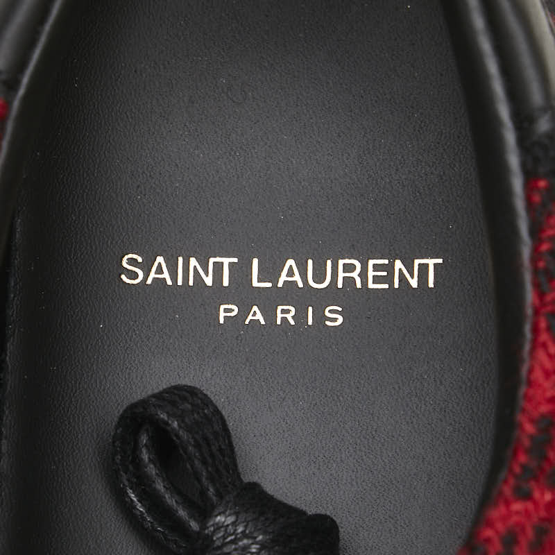 サンローラン チェック スニーカー サイズ:41 レッド ブラック ツイード レザー メンズ SAINT LAURENT 【中古】
