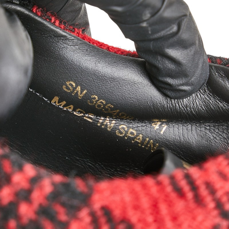 サンローラン チェック スニーカー サイズ:41 レッド ブラック ツイード レザー メンズ SAINT LAURENT 【中古】