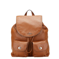 コーチ ロゴ リュック バックパック F37410 ブラウン レザー レディース COACH 【中古】