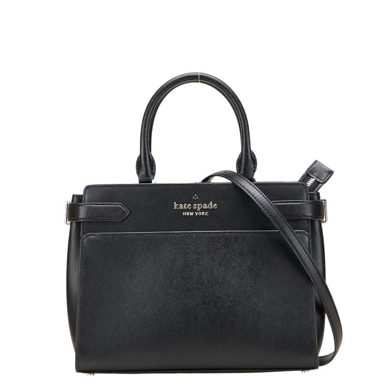 ケイトスペード ロゴ ショルダーバッグ ハンドバッグ 2WAY ブラック レザー レディース Kate Spade 【中古】