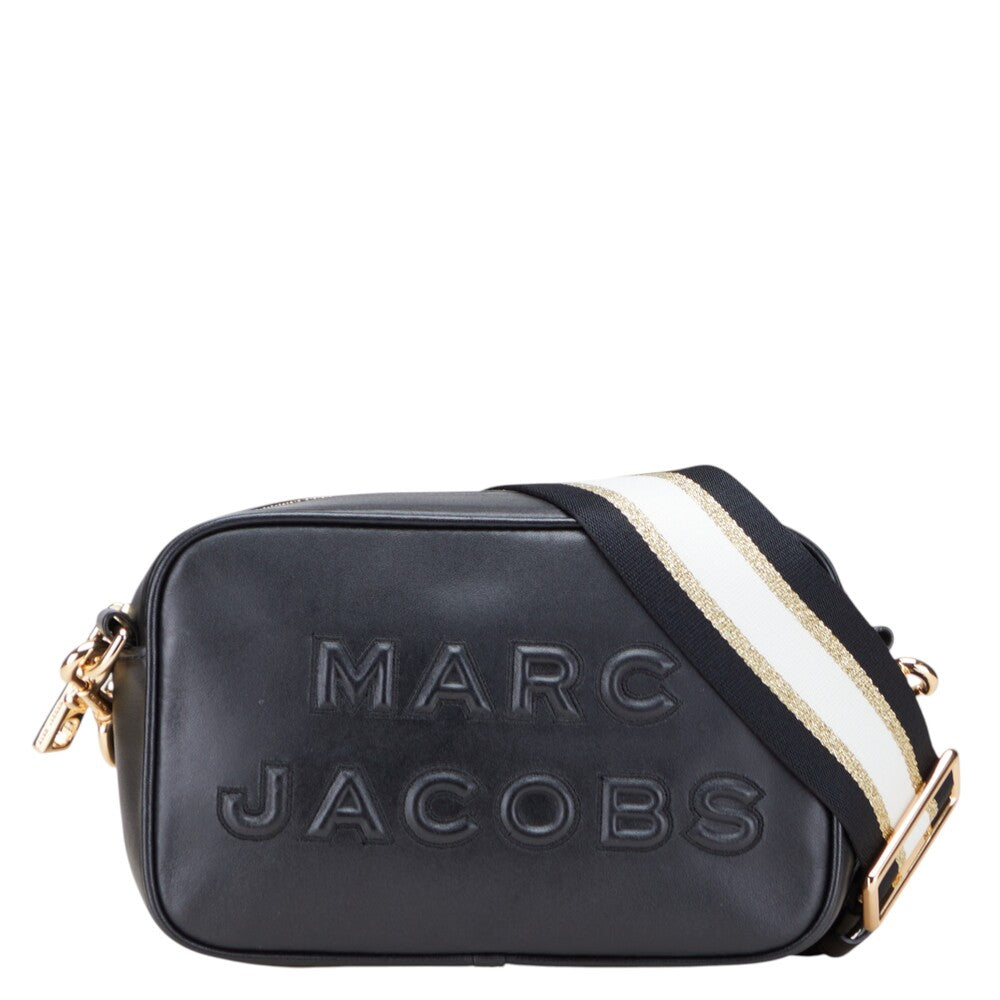 マークジェイコブス ロゴ ショルダーバッグ ブラック レザー レディース MARC JACOBS 【中古】