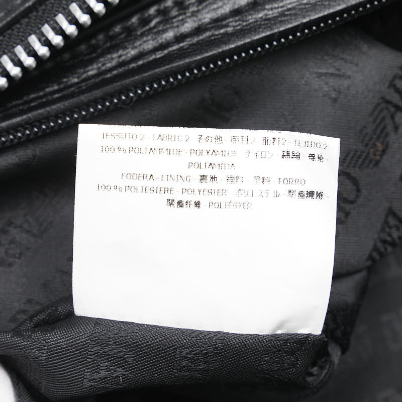 エンポリオ アルマーニ ロゴ ボストンバッグ ネイビー ブラック ポリエステル ナイロン レザー レディース Emporio Armani 【中古】