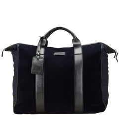 エンポリオ アルマーニ ロゴ ボストンバッグ ネイビー ブラック ポリエステル ナイロン レザー レディース Emporio Armani 【中古】