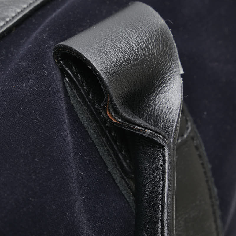 エンポリオ アルマーニ ロゴ ボストンバッグ ネイビー ブラック ポリエステル ナイロン レザー レディース Emporio Armani 【中古】