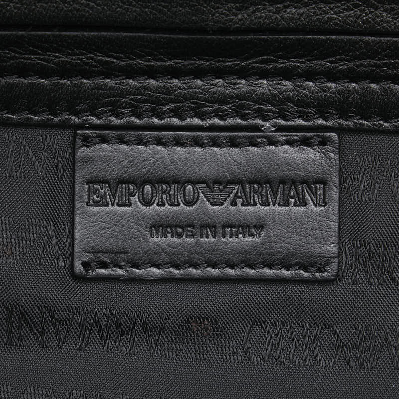 エンポリオ アルマーニ ロゴ ボストンバッグ ネイビー ブラック ポリエステル ナイロン レザー レディース Emporio Armani 【中古】
