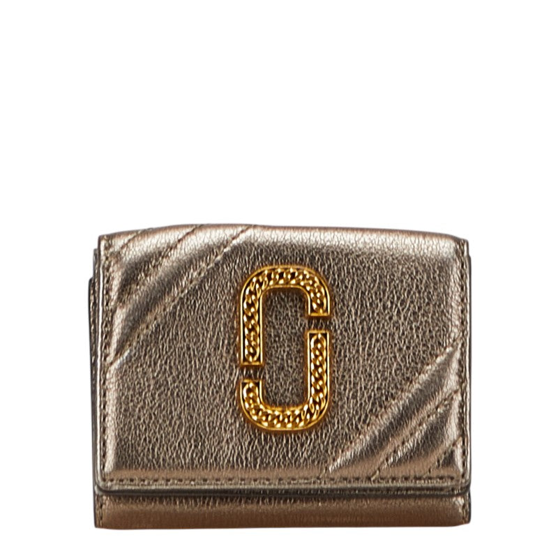 マークジェイコブス ザ グラムショット 三つ折り財布 ゴールド レザー レディース MARC JACOBS 【中古】