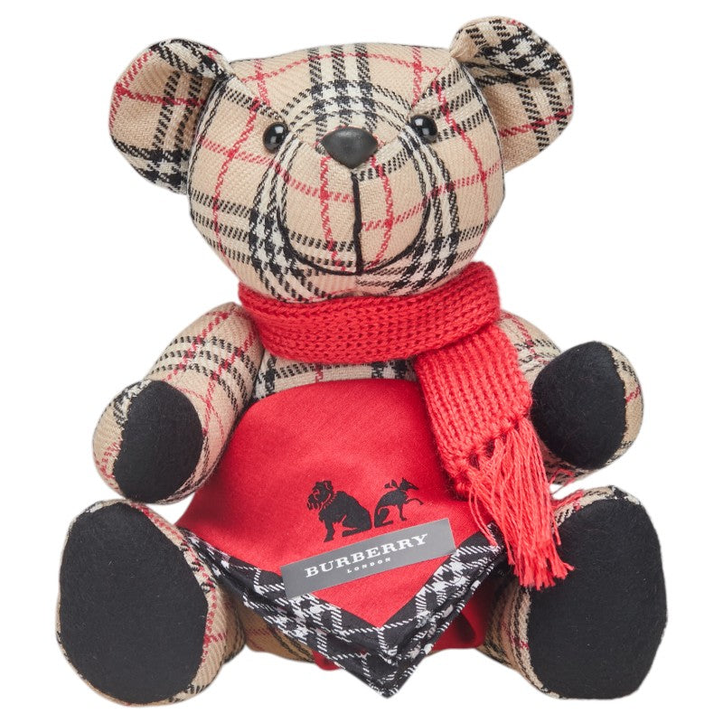 バーバリー ノバチェック テディベア クマ ぬいぐるみ ベージュ コットン レディース BURBERRY 【中古】