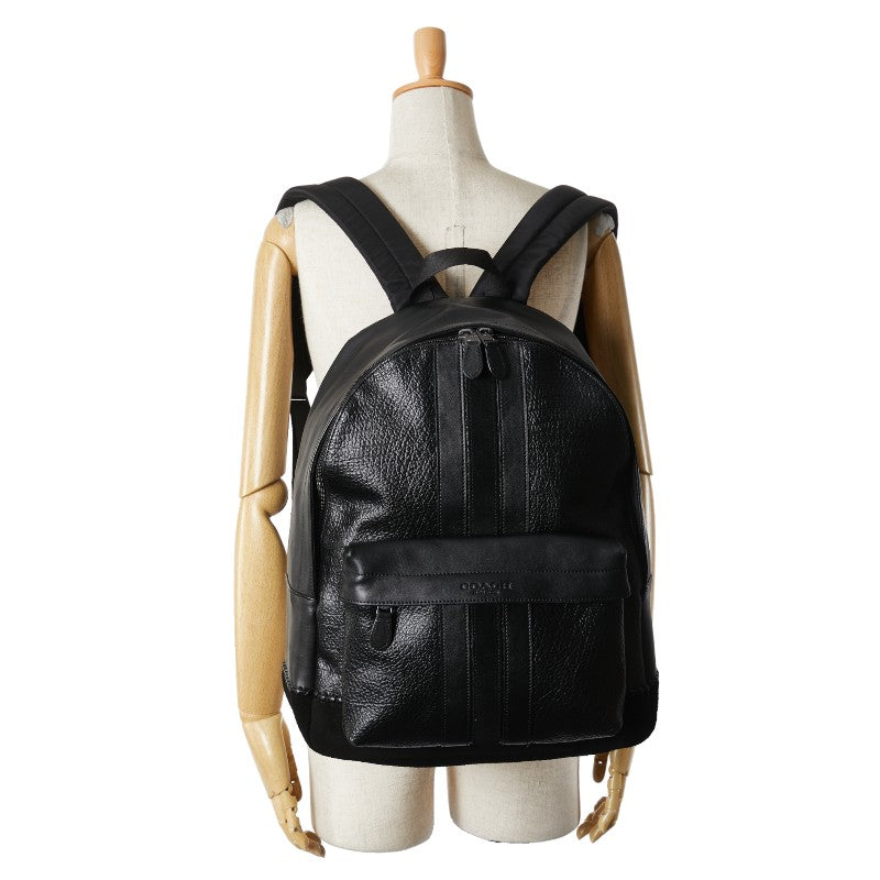 コーチ ロゴ リュック バックパック ブラック レザー スウェット レディース COACH 【中古】