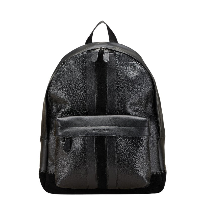 コーチ ロゴ リュック バックパック ブラック レザー スウェット レディース COACH 【中古】