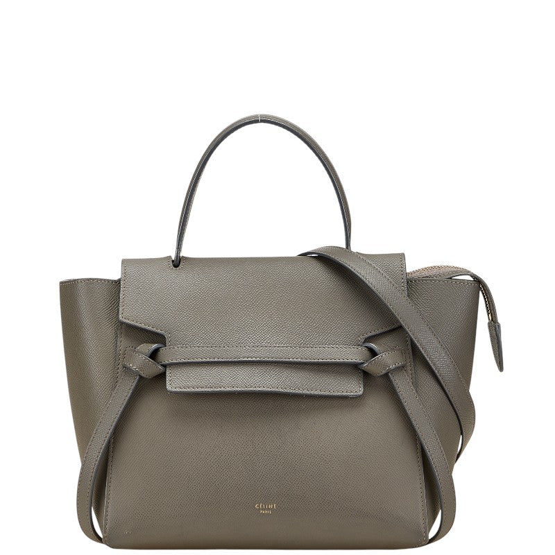 セリーヌ ベルトバッグ マイクロ ショルダーバッグ ハンドバッグ 2WAY グレー レザー レディース CELINE 【中古】