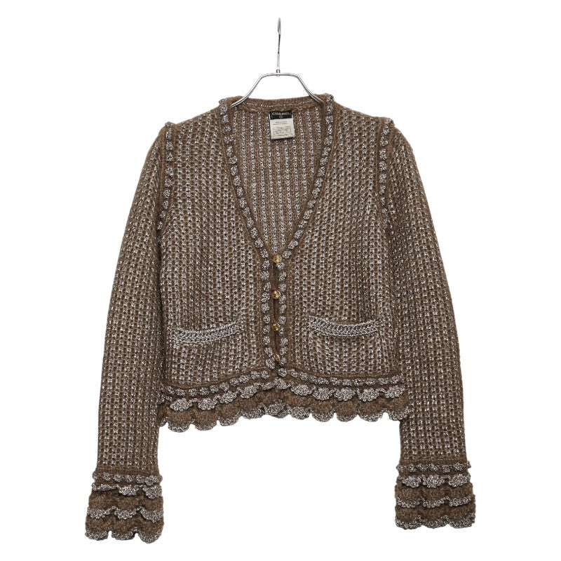 シャネル 04AW ココマーク カーディガン サイズ:38 グレージュ シルバー モヘア レディース CHANEL 【中古】