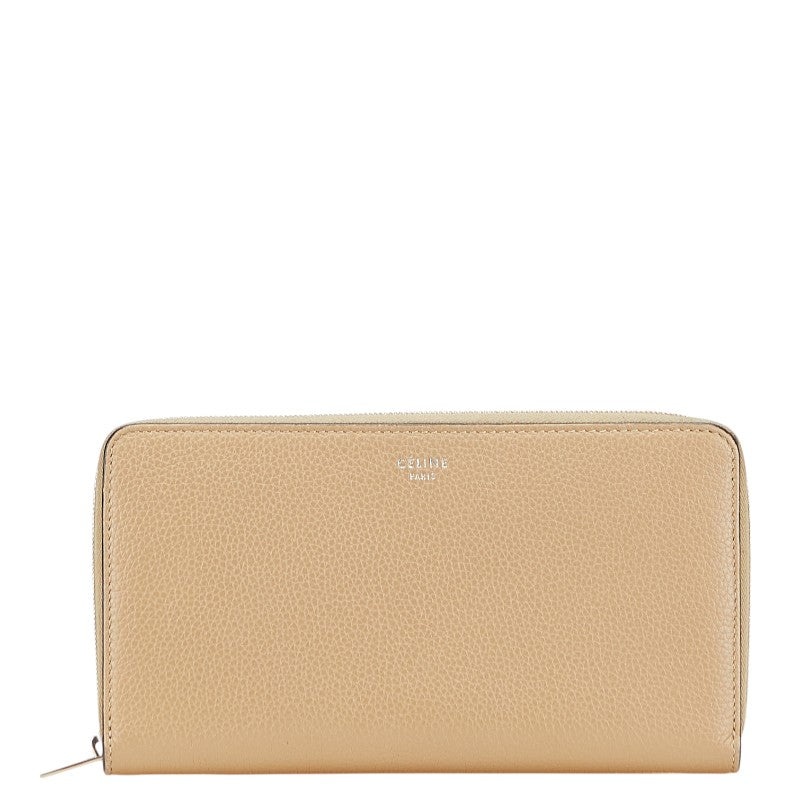 セリーヌ 長財布 ラウンドファスナー ベージュ レザー レディース CELINE 【中古】
