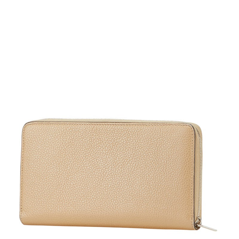 セリーヌ 長財布 ラウンドファスナー ベージュ レザー レディース CELINE 【中古】