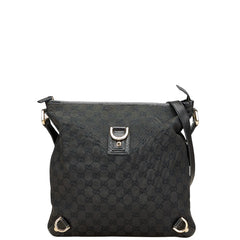 グッチ グッチシマ アビー 斜め掛け ショルダーバッグ 131326 ブラック キャンバス レザー レディース GUCCI 【中古】