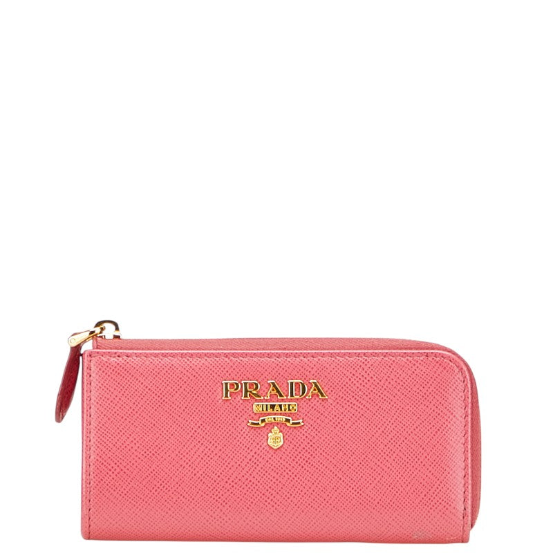 プラダ キーケース L字ファスナー 1PP026 ピンク レザー レディース PRADA 【中古】
