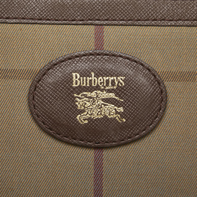 バーバリー チェック ワンショルダーバッグ カーキ ブラウン キャンバス レザー レディース BURBERRY 【中古】