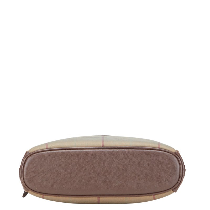 バーバリー チェック ワンショルダーバッグ カーキ ブラウン キャンバス レザー レディース BURBERRY 【中古】
