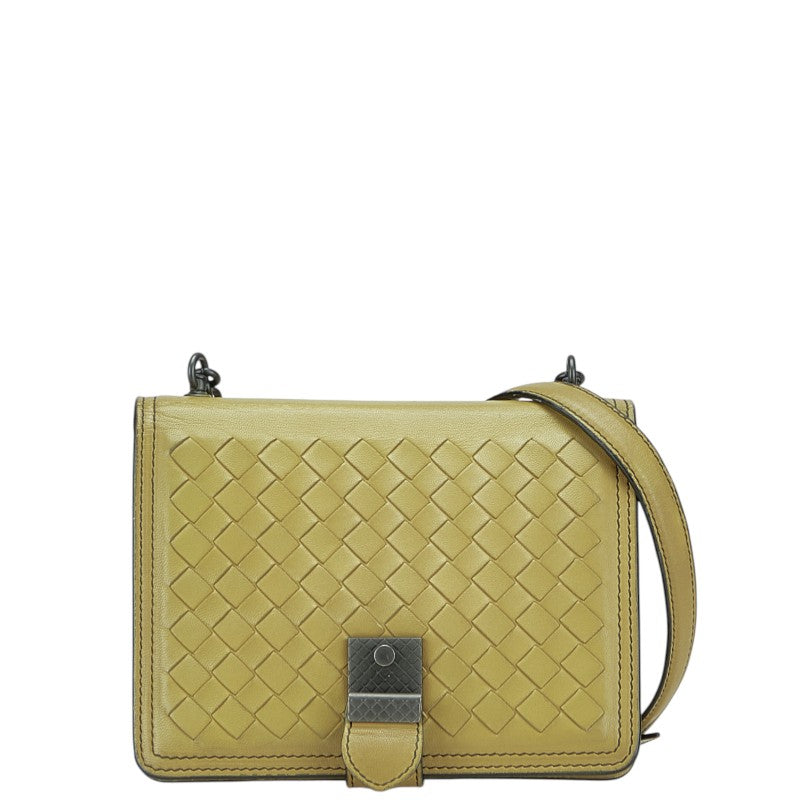 ボッテガヴェネタ イントレチャート チェーン ショルダーバッグ イエロー レザー レディース BOTTEGAVENETA 【中古】