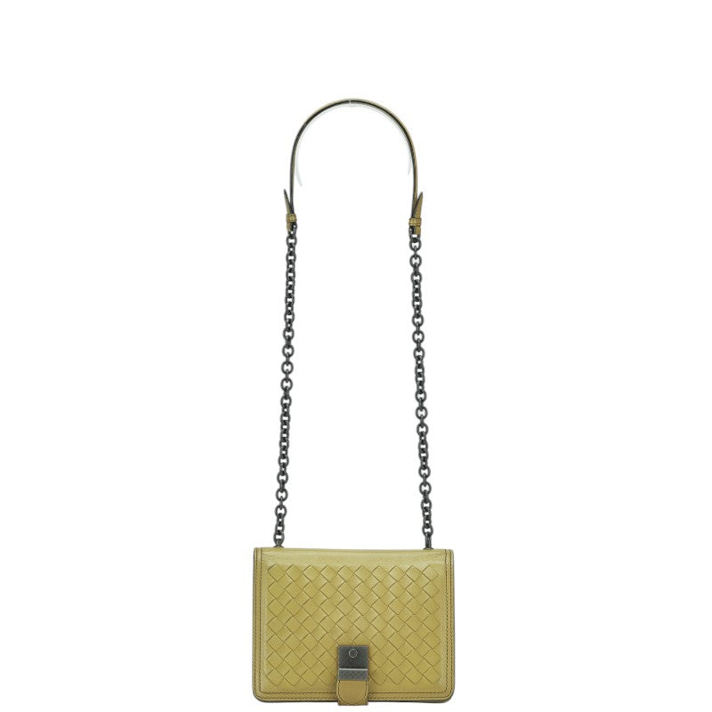 ボッテガヴェネタ イントレチャート チェーン ショルダーバッグ イエロー レザー レディース BOTTEGAVENETA 【中古】