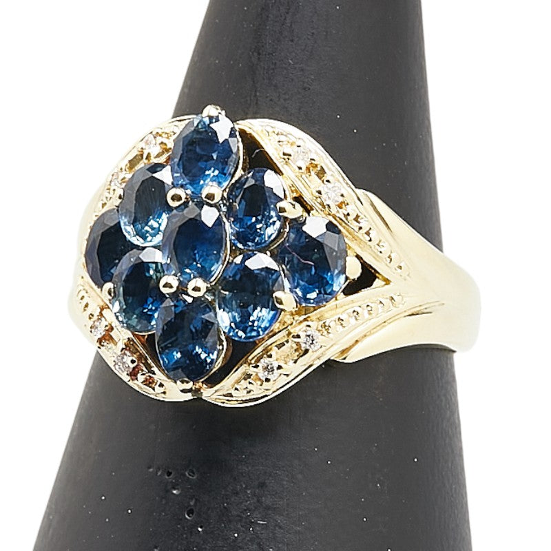 K18YG イエローゴールド サファイア2.10ct ダイヤ0.04ct リング 指輪 レディース 12号 【中古】