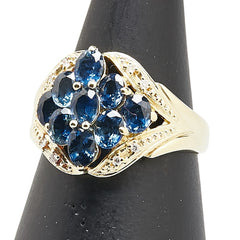 K18YG イエローゴールド サファイア2.10ct ダイヤ0.04ct リング 指輪 レディース 12号 【中古】