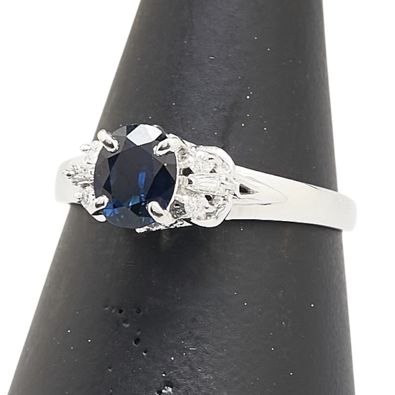 Pt900 プラチナ サファイア0.71ct ダイヤ0.08ct リング 指輪 レディース 12号 【中古】