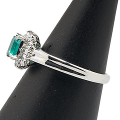 Pt850 プラチナ エメラルド0.64ct ダイヤ0.30ct リング 指輪 レディース 13.5号 【中古】