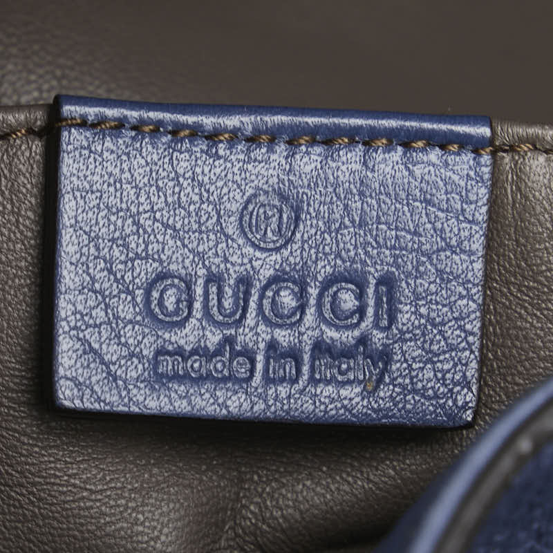 グッチ バンブー ショルダーバッグ ハンドバッグ 2WAY 387613 ネイビー レザー レディース GUCCI 【中古】