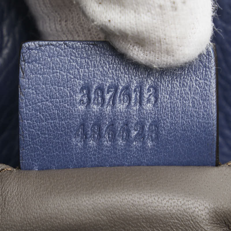 グッチ バンブー ショルダーバッグ ハンドバッグ 2WAY 387613 ネイビー レザー レディース GUCCI 【中古】