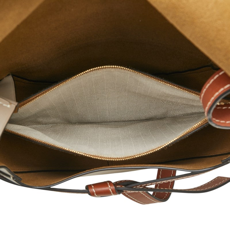 ロエベ アナグラムロゴ ゲート ショルダーバッグ ブラウン グレージュ レザー レディース LOEWE 【中古】
