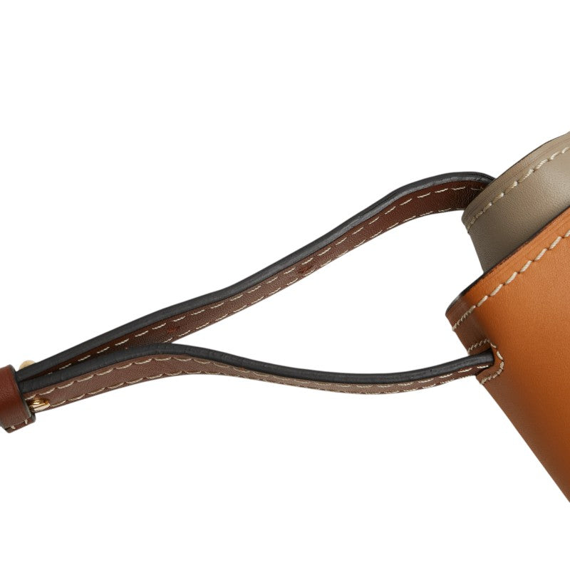 ロエベ アナグラムロゴ ゲート ショルダーバッグ ブラウン グレージュ レザー レディース LOEWE 【中古】