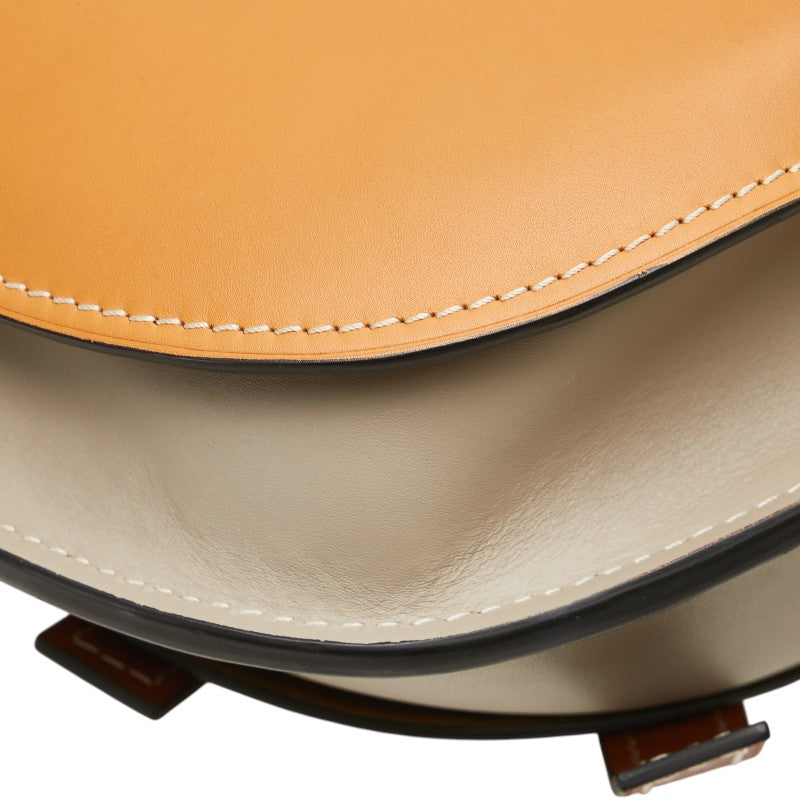 ロエベ アナグラムロゴ ゲート ショルダーバッグ ブラウン グレージュ レザー レディース LOEWE 【中古】