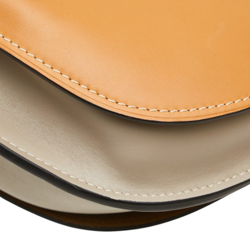 ロエベ アナグラムロゴ ゲート ショルダーバッグ ブラウン グレージュ レザー レディース LOEWE 【中古】