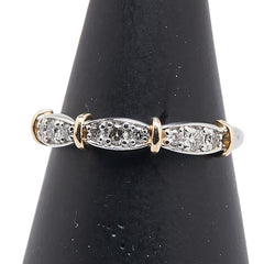 Pt950 プラチナ K18YG イエローゴールド コンビ ダイヤ0.20ct リング 指輪 レディース 10号 【中古】