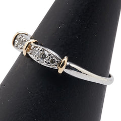 Pt950 プラチナ K18YG イエローゴールド コンビ ダイヤ0.20ct リング 指輪 レディース 10号 【中古】