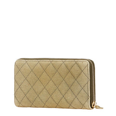 シャネル ココマーク パイナップル 貝殻 ヤシの木 モチーフ 長財布 ラウンドファスナー カーキ ゴールド キャンバス レディース CHANEL 【中古】