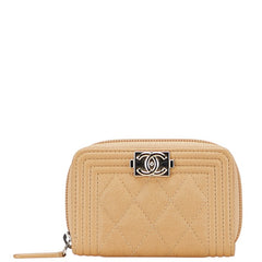 シャネル ボーイシャネル ココマーク コインケース ベージュ キャビアスキン レディース CHANEL 【中古】
