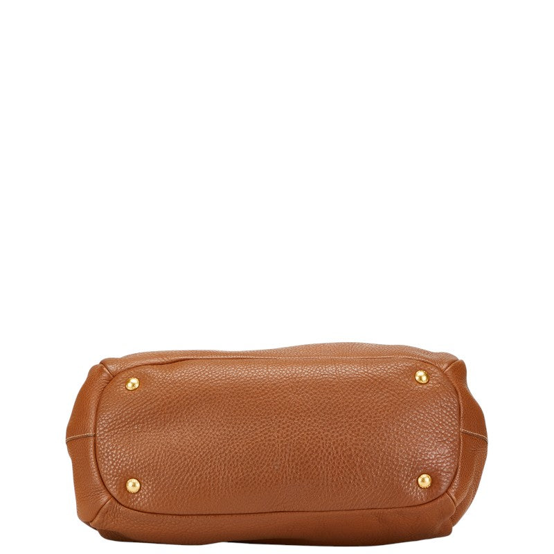 プラダ ロゴ ハンドバッグ ショルダーバッグ 2WAY 1BA853 ブラウン レザー レディース PRADA 【中古】
