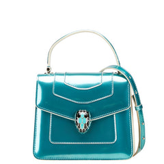 ブルガリ セルペンティ フォーエバー ハンドバッグ ショルダーバッグ 2WAY グリーン エナメル レザー レディース BVLGARI 【中古】