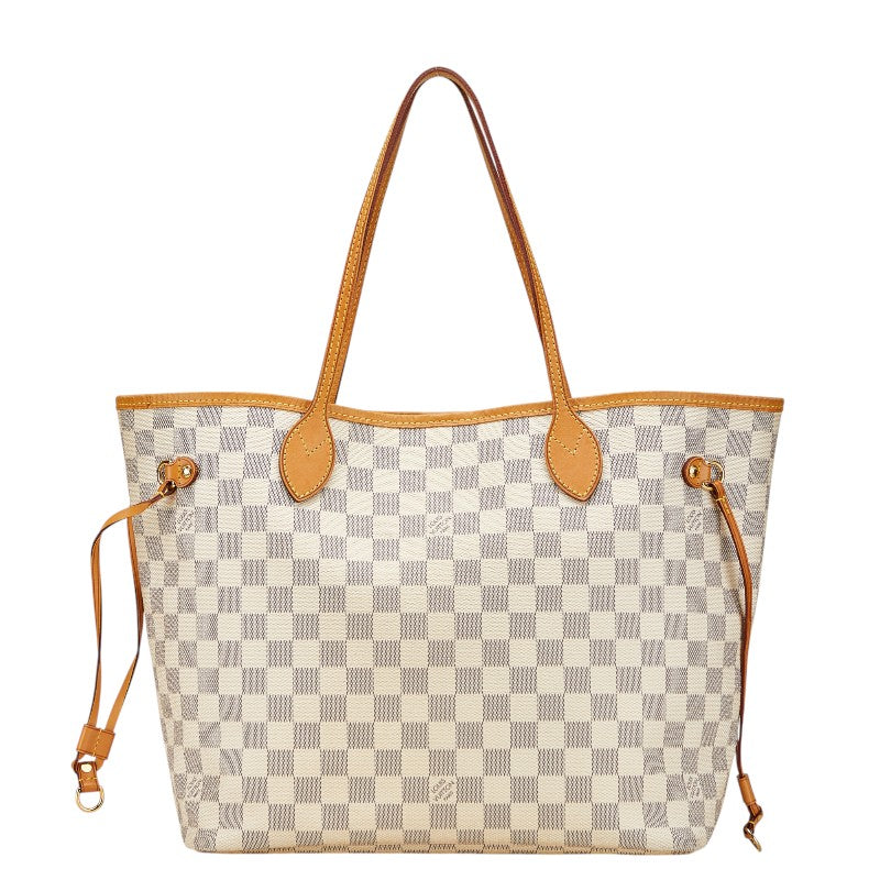 ルイ ヴィトン ダミエ アズール ネヴァーフルMM トートバッグ ショルダーバッグ N51107 ホワイト アイボリー PVC レザー レディース LOUIS VUITTON 【中古】