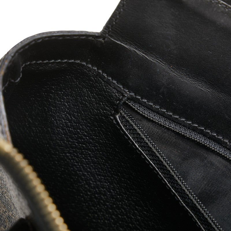 セリーヌ マカダム ハンドバッグ ブラック ブラウン PVC レザー レディース CELINE 【中古】