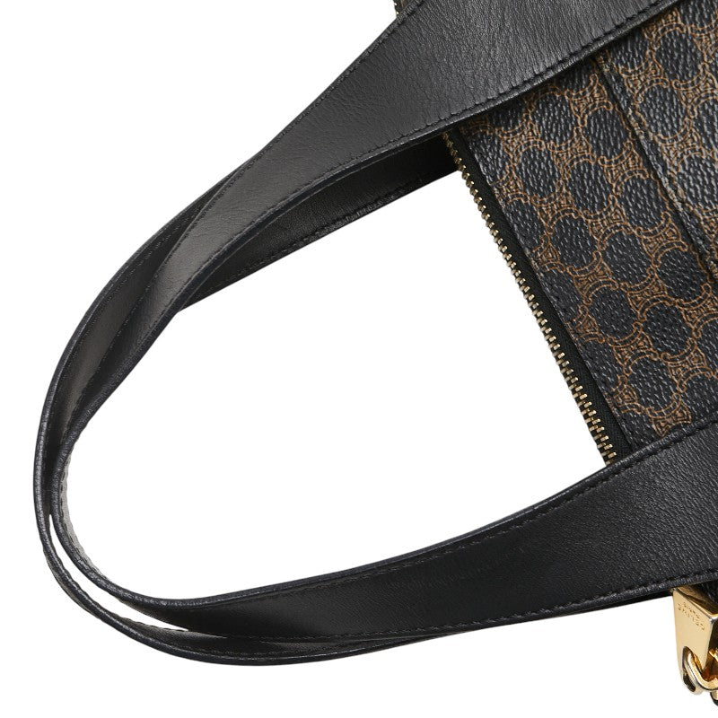 セリーヌ マカダム ハンドバッグ ブラック ブラウン PVC レザー レディース CELINE 【中古】