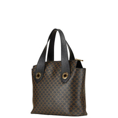 セリーヌ マカダム ハンドバッグ ブラック ブラウン PVC レザー レディース CELINE 【中古】