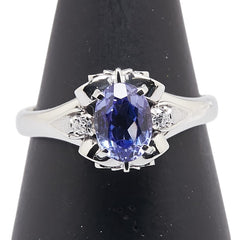 Pt900 プラチナ タンザナイト1.17ct ダイヤ リング 指輪 レディース 12.5号 【中古】