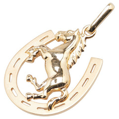 K18YG イエローゴールド ホースシュー 馬 モチーフ ペンダントトップ レディース 【中古】