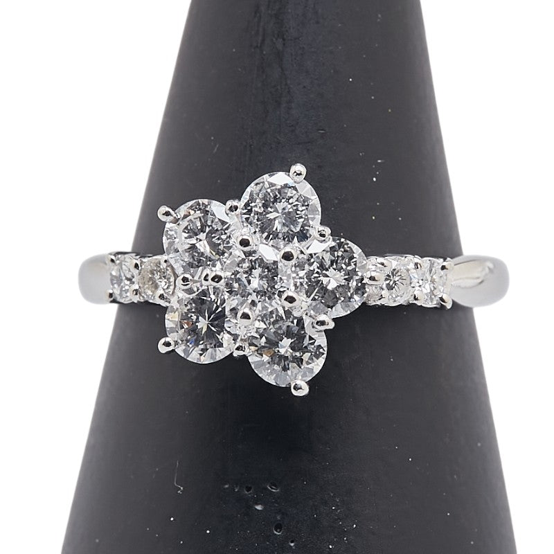 Pt900 プラチナ ダイヤ1.00ct フラワー 花 モチーフ リング 指輪 レディース 10.5号 【中古】