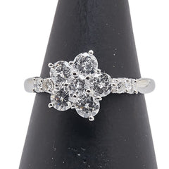 Pt900 プラチナ ダイヤ1.00ct フラワー 花 モチーフ リング 指輪 レディース 10.5号 【中古】